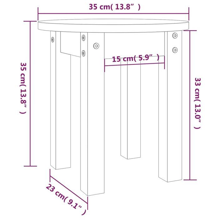 Table basse Blanc Ø 35x35 cm Bois massif de pin - Photo n°8