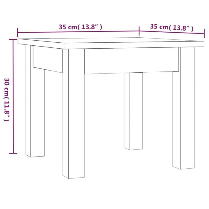 Table basse Blanc 35x35x30 cm Bois massif de pin - Photo n°7