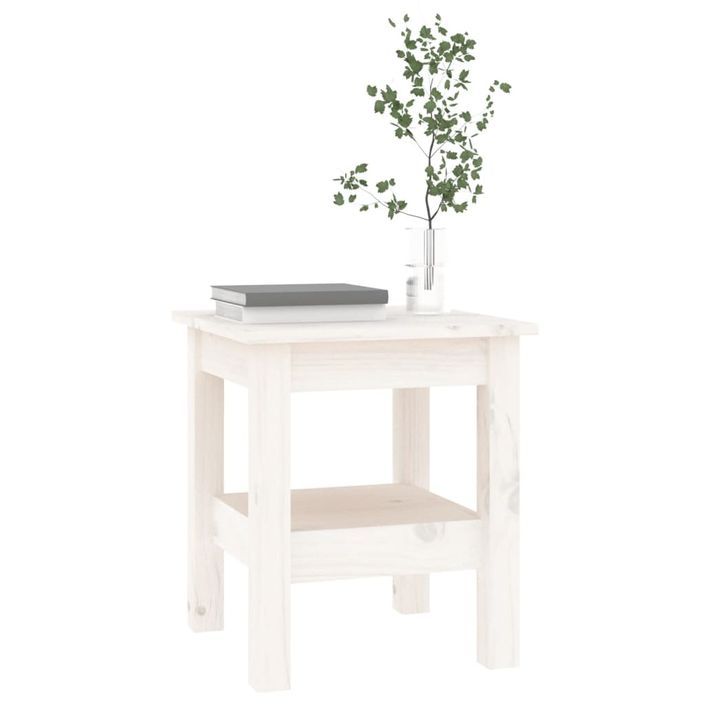 Table basse Blanc 35x35x40 cm Bois massif de pin - Photo n°5