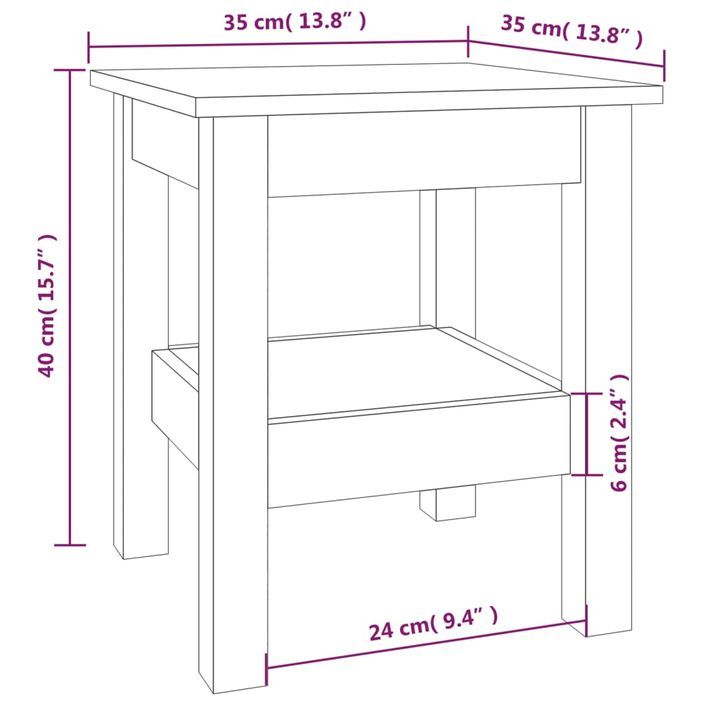 Table basse Blanc 35x35x40 cm Bois massif de pin - Photo n°7