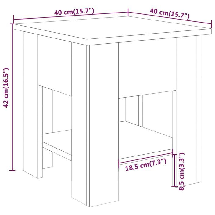 Table basse Blanc 40x40x42 cm Bois d'ingénierie - Photo n°6