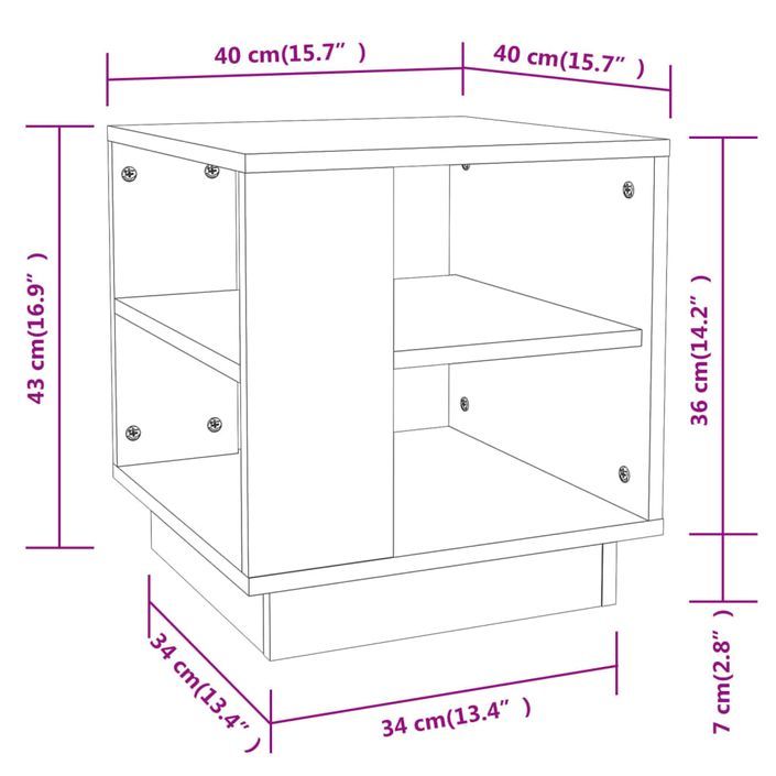 Table basse Blanc 40x40x43 cm Bois d'ingénierie - Photo n°5