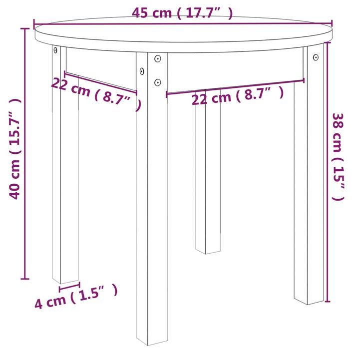 Table basse Blanc Ø 45x40 cm Bois massif de pin - Photo n°8