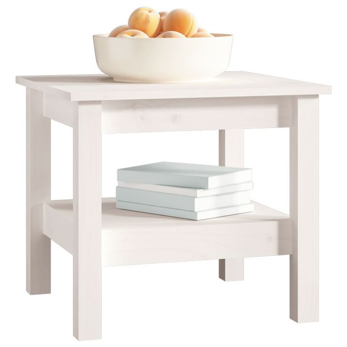 Table basse Blanc 45x45x40 cm Bois massif de pin - Photo n°5