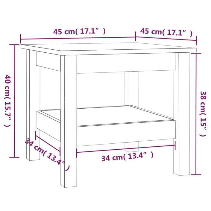 Table basse Blanc 45x45x40 cm Bois massif de pin - Photo n°7