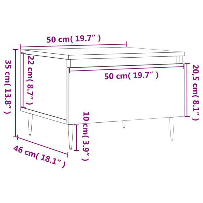 Table basse blanc 50x46x35 cm bois d'ingénierie - Photo n°11