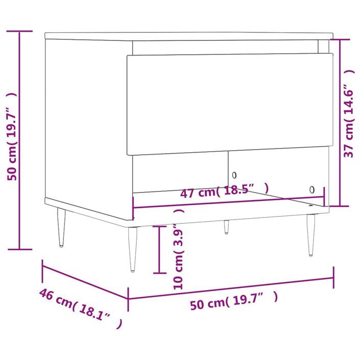 Table basse blanc 50x46x50 cm bois d’ingénierie - Photo n°11