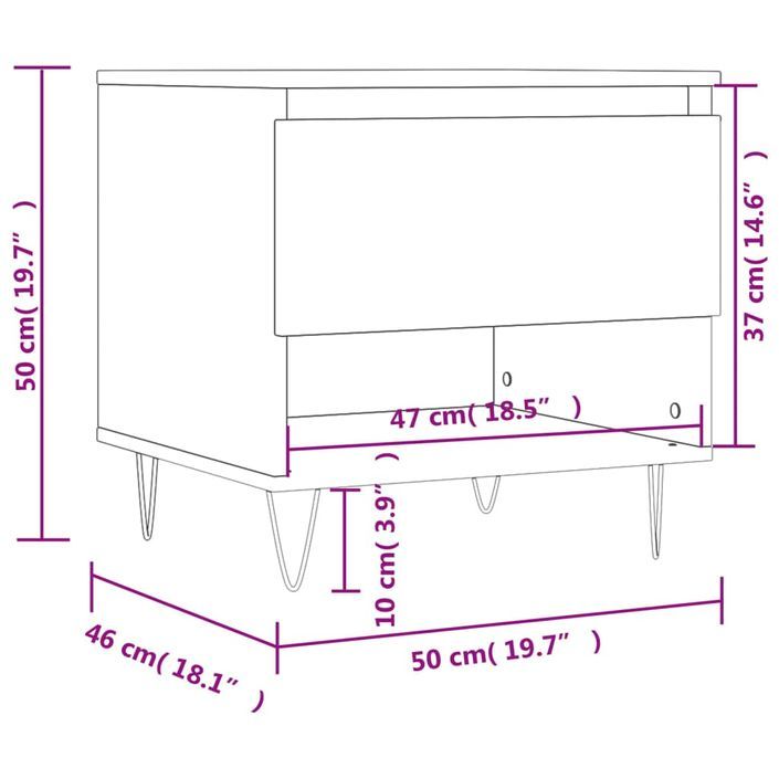 Table basse blanc 50x46x50 cm bois d’ingénierie - Photo n°11