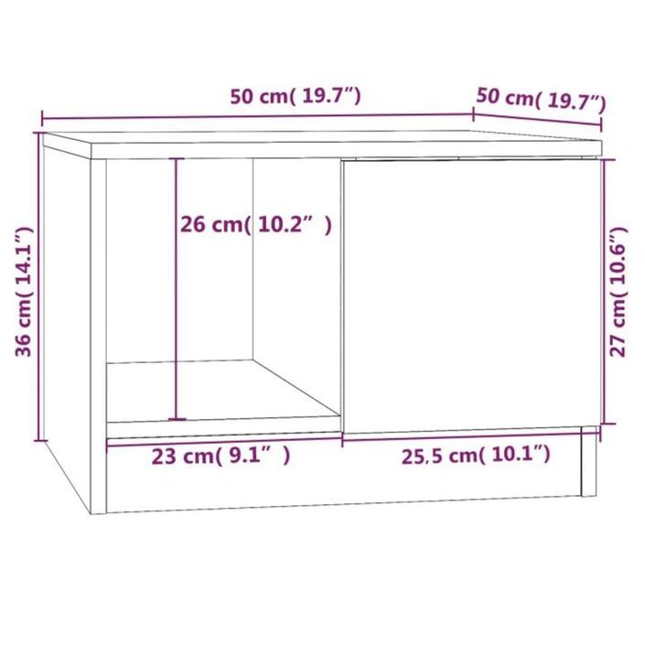 Table basse Blanc 50x50x36 cm Bois d'ingénierie - Photo n°8