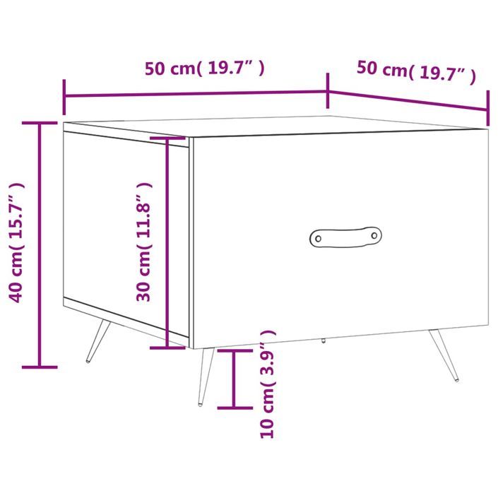 Table basse blanc 50x50x40 cm bois d'ingénierie - Photo n°12