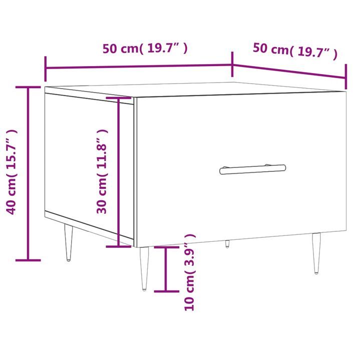 Table basse blanc 50x50x40 cm bois d'ingénierie - Photo n°12