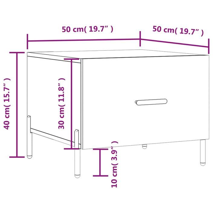 Table basse blanc 50x50x40 cm bois d'ingénierie - Photo n°12