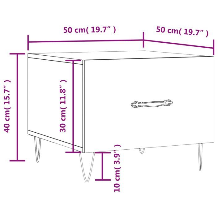 Table basse blanc 50x50x40 cm bois d'ingénierie - Photo n°12