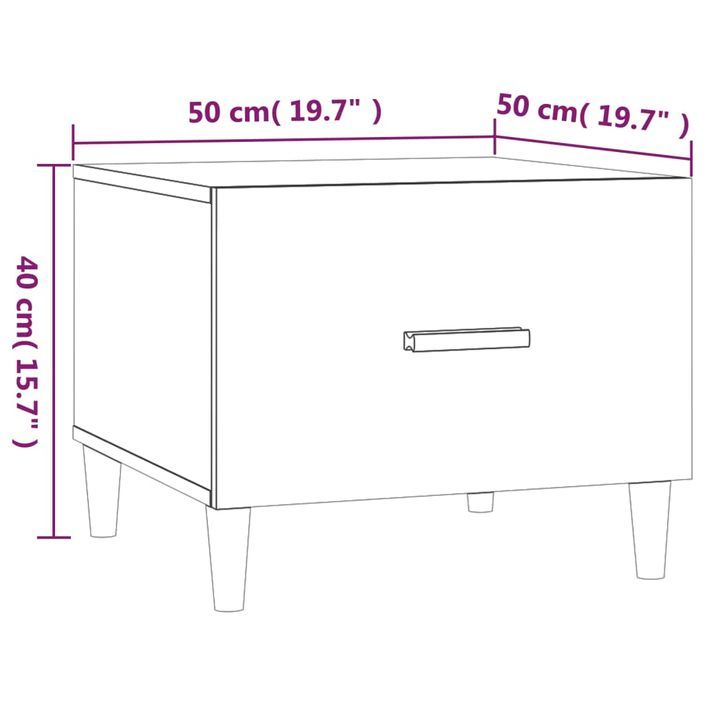 Table basse Blanc 50x50x40 cm Bois d'ingénierie - Photo n°9