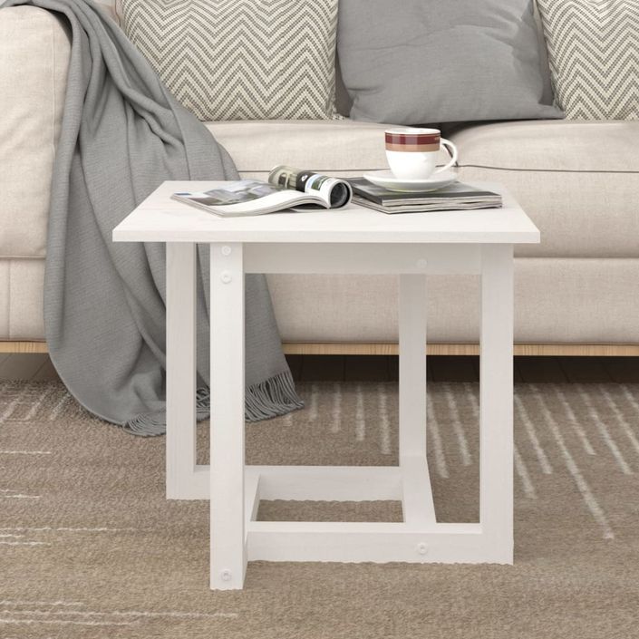 Table basse Blanc 50x50x45 cm Bois massif de pin - Photo n°1