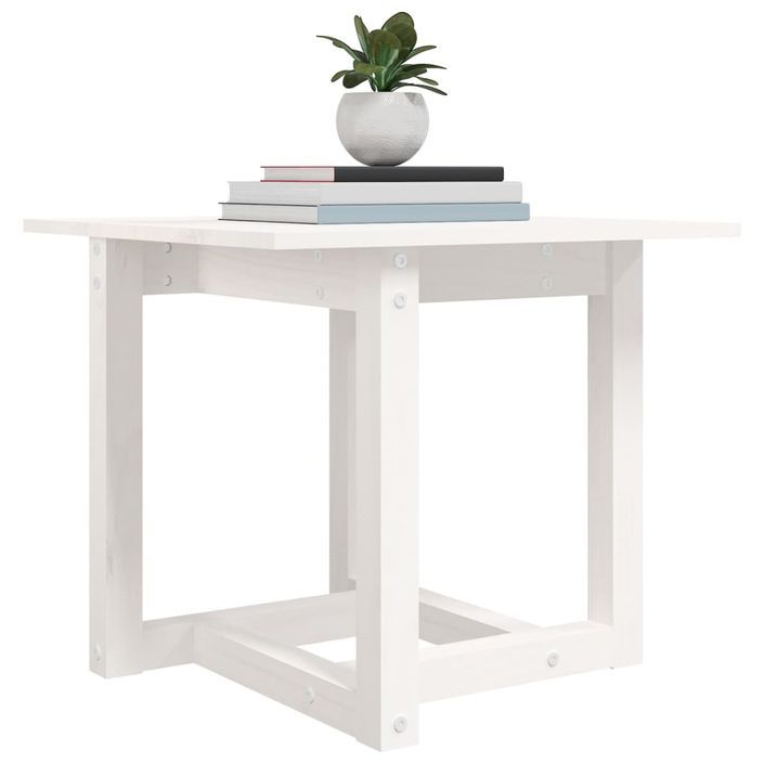 Table basse Blanc 50x50x45 cm Bois massif de pin - Photo n°5