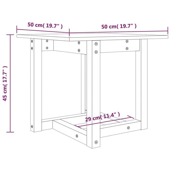 Table basse Blanc 50x50x45 cm Bois massif de pin - Photo n°7