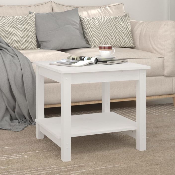 Table basse Blanc 50x50x45 cm Bois massif de pin - Photo n°3