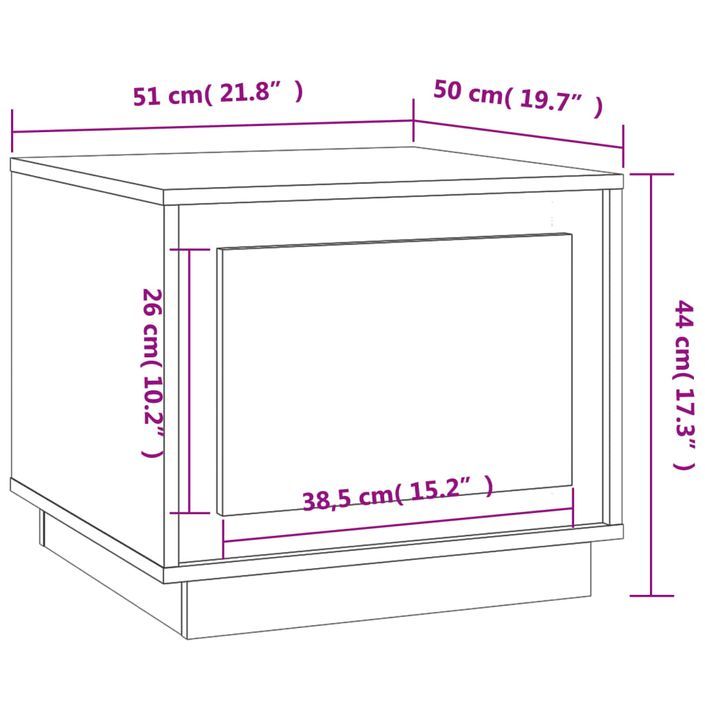 Table basse blanc 51x50x44 cm bois d'ingénierie - Photo n°10