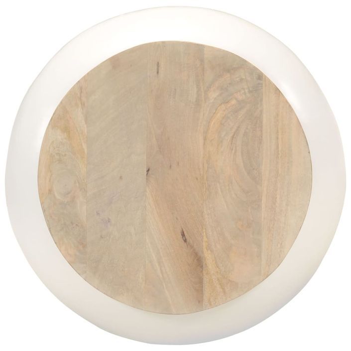 Table basse blanc 51x51x27 cm bois de manguier massif - Photo n°3