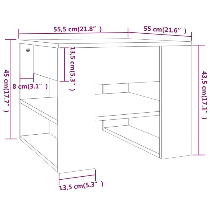 Table basse blanc 55,5x55x45 cm bois d'ingénierie - Photo n°7