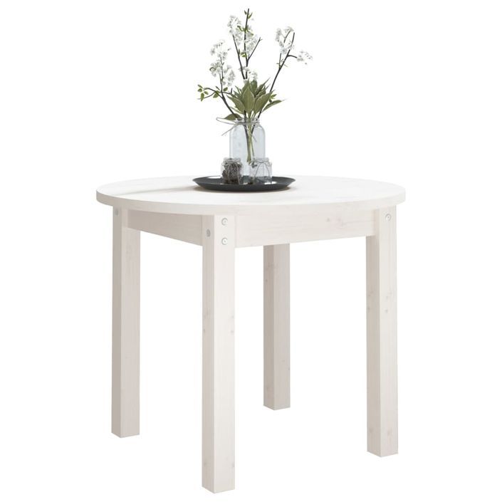 Table basse Blanc Ø 55x45 cm Bois massif de pin - Photo n°4