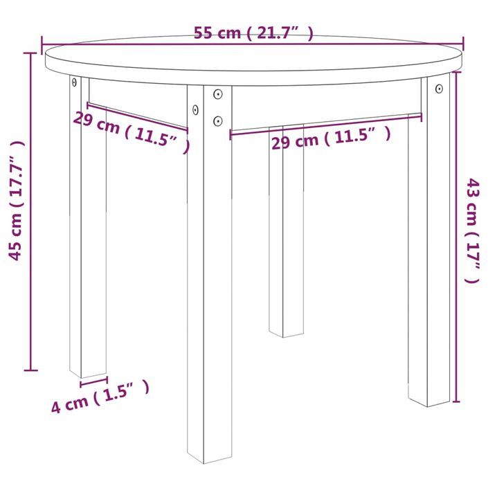 Table basse Blanc Ø 55x45 cm Bois massif de pin - Photo n°8