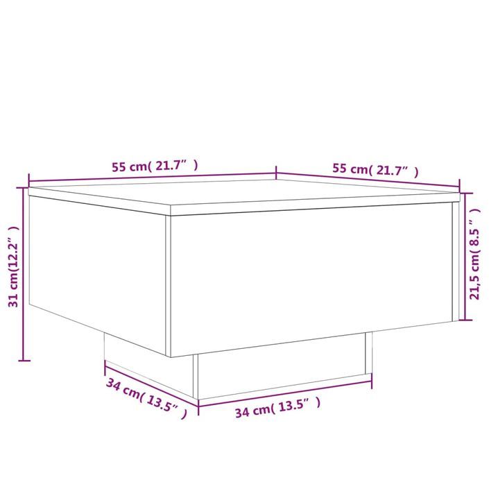 Table basse blanc 55x55x31 cm bois d'ingénierie - Photo n°10