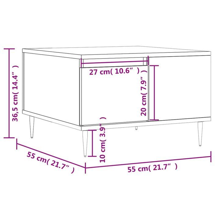 Table basse blanc 55x55x36,5 cm bois d'ingénierie - Photo n°11