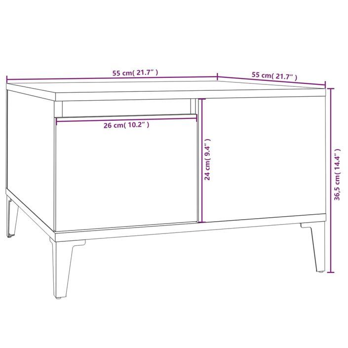 Table basse blanc 55x55x36,5 cm bois d'ingénierie - Photo n°10