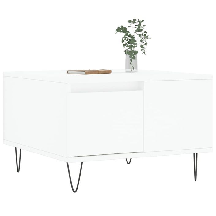 Table basse blanc 55x55x36,5 cm bois d'ingénierie - Photo n°3