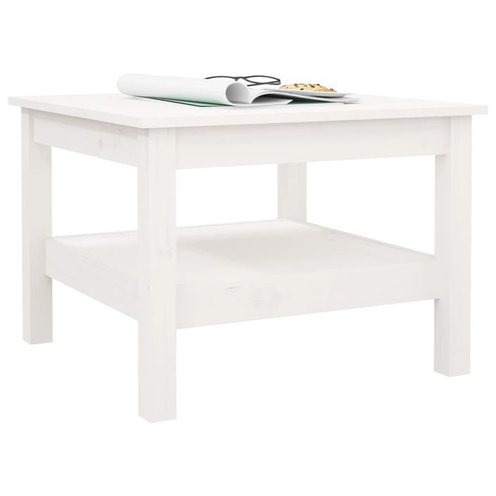 Table basse Blanc 55x55x40 cm Bois massif de pin - Photo n°5