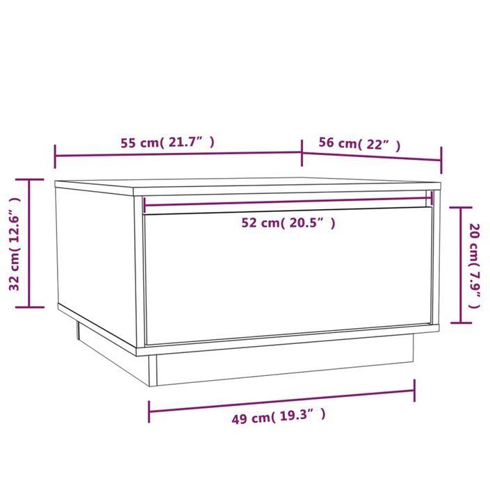 Table basse Blanc 55x56x32 cm Bois massif de pin - Photo n°9