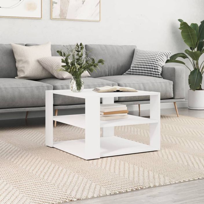 Table basse blanc 59,5x59,5x40 cm bois d'ingénierie - Photo n°1