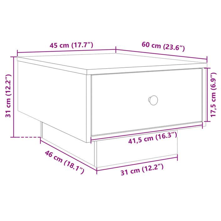 Table basse blanc 60x45x31 cm bois d'ingénierie - Photo n°10