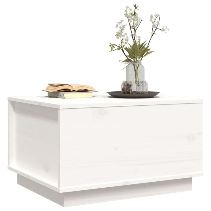 Table basse Blanc 60x50x35 cm Bois massif de pin - Photo n°4