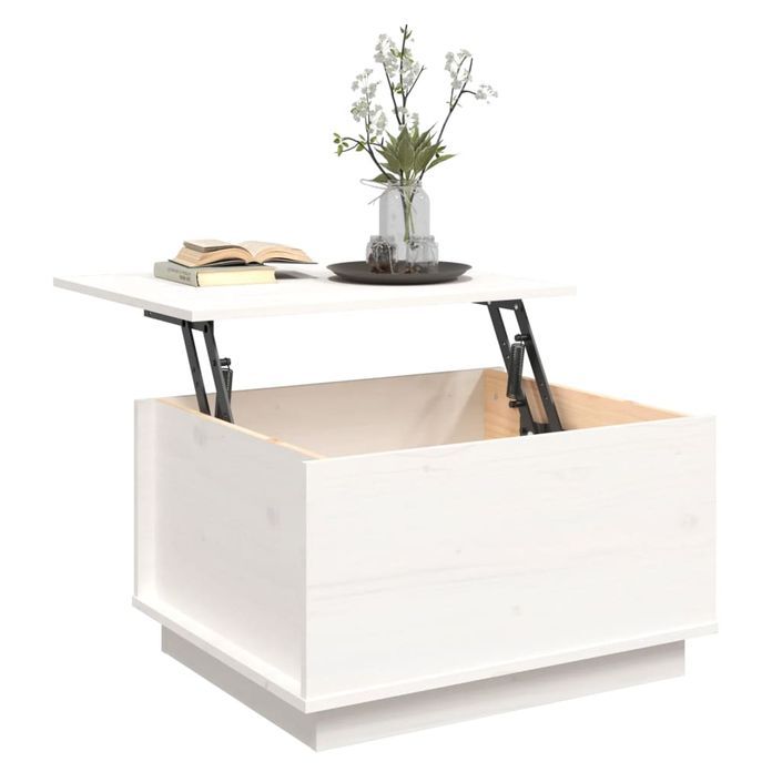 Table basse Blanc 60x50x35 cm Bois massif de pin - Photo n°5