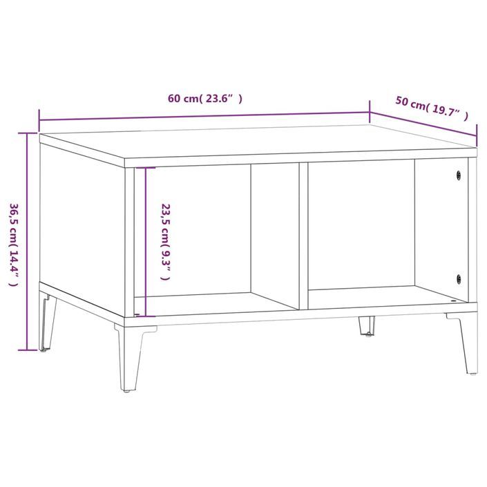 Table basse Blanc 60x50x36,5 cm Bois d'ingénierie - Photo n°8