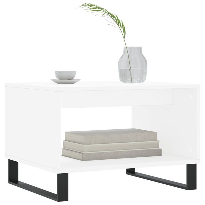 Table basse blanc 60x50x40 cm bois d'ingénierie - Photo n°3