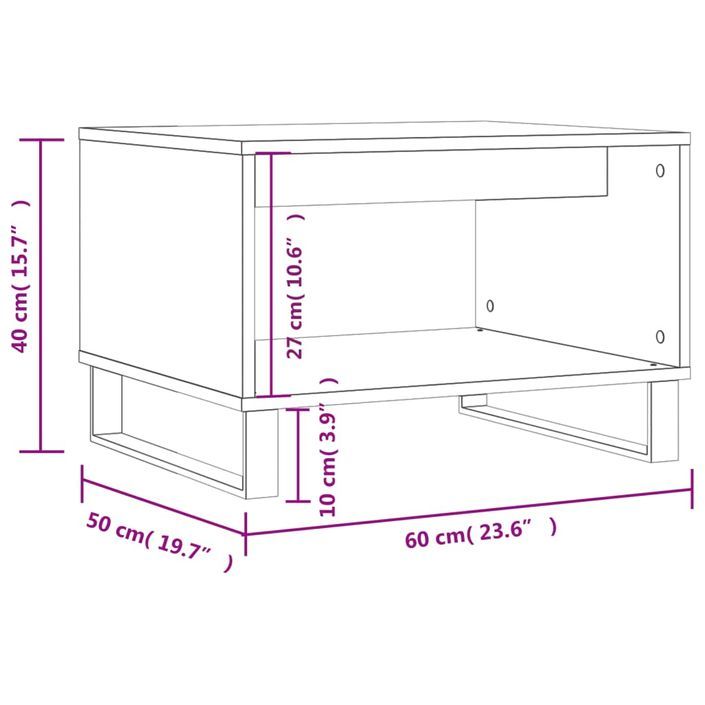 Table basse blanc 60x50x40 cm bois d'ingénierie - Photo n°9
