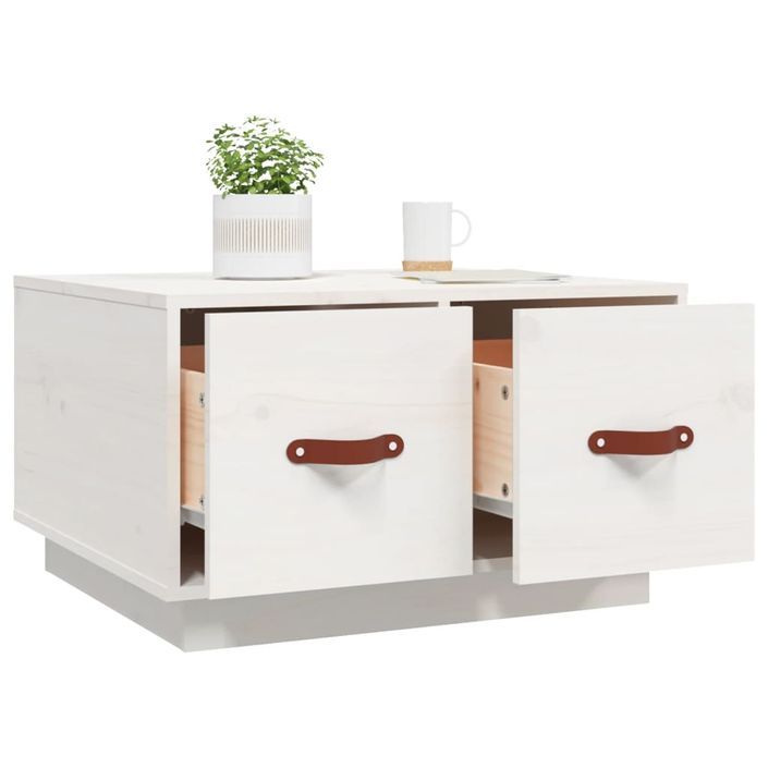 Table basse Blanc 60x53x35 cm Bois massif de pin - Photo n°5