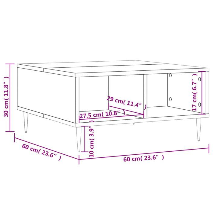 Table basse blanc 60x60x30 cm bois d'ingénierie - Photo n°8