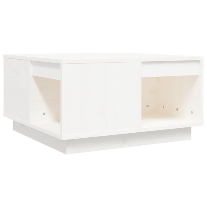 Table basse Blanc 60x61x32,5 cm Bois massif de pin - Photo n°2