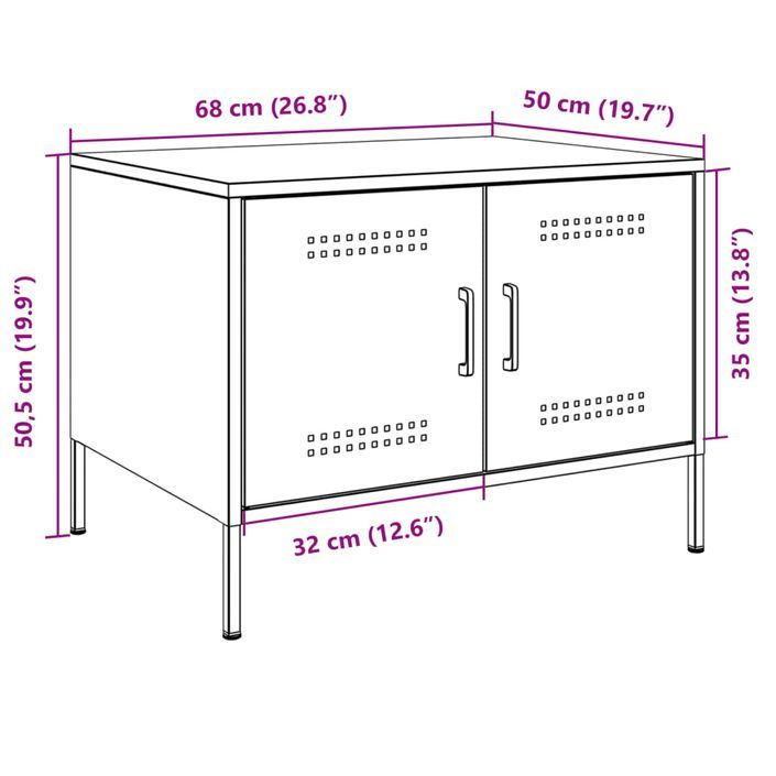 Table basse blanc 68x50x50,5 cm acier laminé à froid - Photo n°12