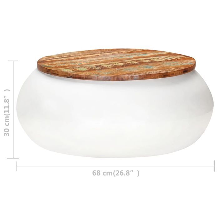 Table basse Blanc 68x68x30 cm Bois de récupération solide - Photo n°5