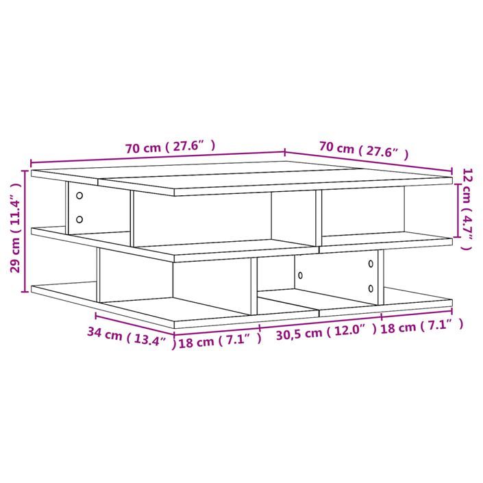 Table basse blanc 70x70x29 cm bois d'ingénierie - Photo n°10