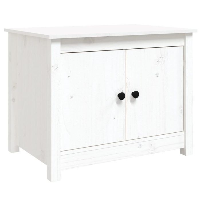 Table basse Blanc 71x49x55 cm Bois massif de pin - Photo n°2