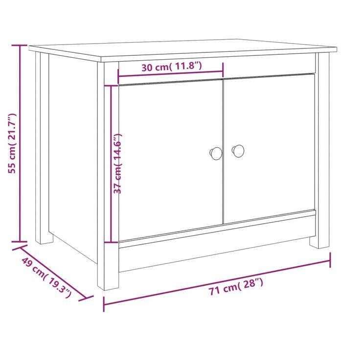 Table basse Blanc 71x49x55 cm Bois massif de pin - Photo n°11