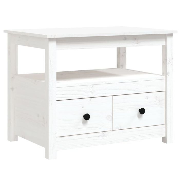 Table basse Blanc 71x49x55 cm Bois massif de pin - Photo n°2