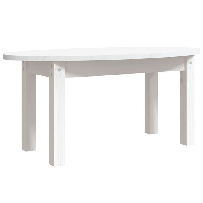 Table basse Blanc 80x40x35 cm Bois massif de pin - Photo n°1